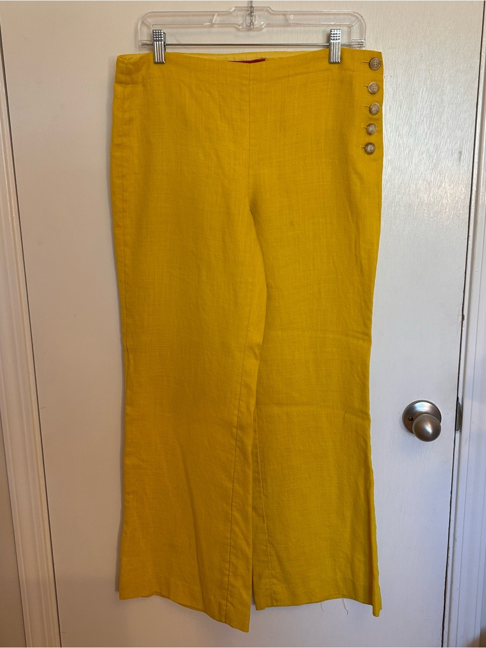 Cartonnier Anthropologie Bright Yellow Linen Trousers wide leg